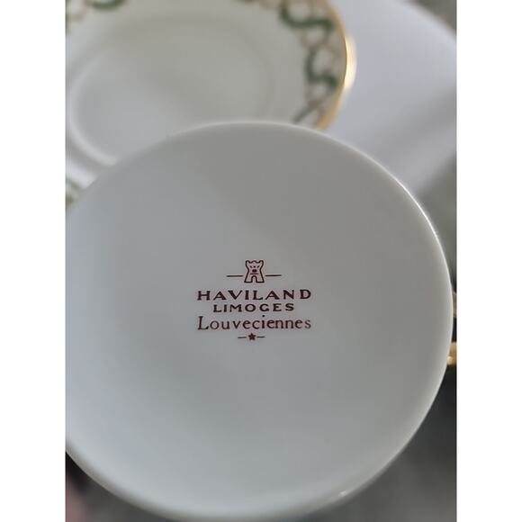 Haviland Limoges Cup & Saucer Set Louveciennes France Tea Estate Gold Trim China - Picture 4 of 13